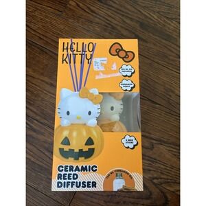 Hello Kitty Halloween Pumpkin Ceramic Reed Diffuser w/ 120ml Cinnamon Oil – NEW